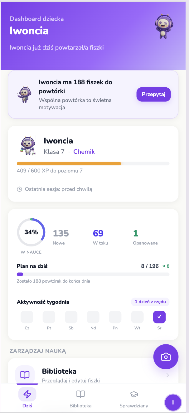 Apka Uczko — dashboard dziecka